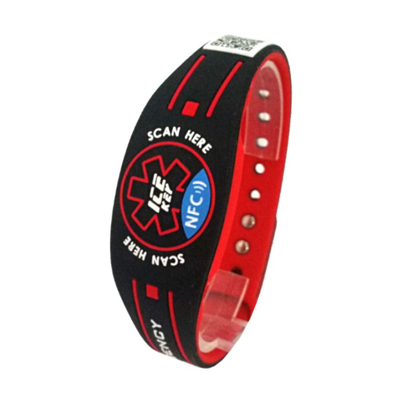ICE-KEY BRACCIALE RUBBER NFC e QR CODE