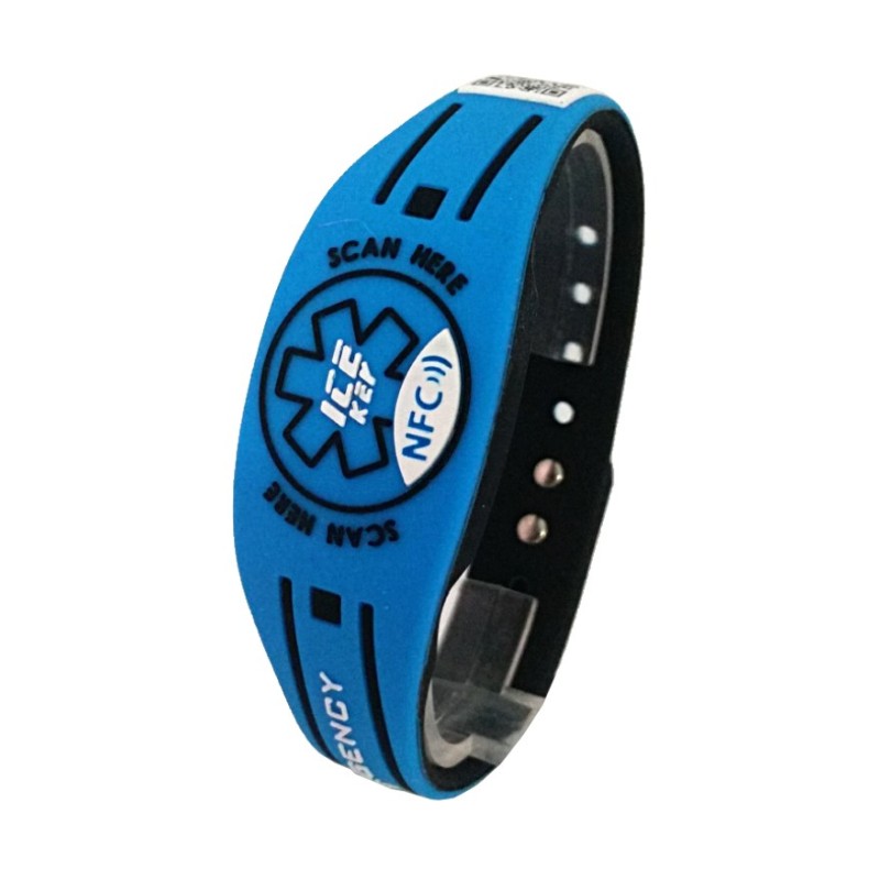 ICE-KEY BRACCIALE RUBBER NFC e QR CODE