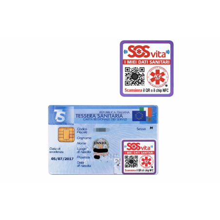 SOS-VITA -  ADESIVO PER DOCUMENTI CON CHIP NFC e QRCode