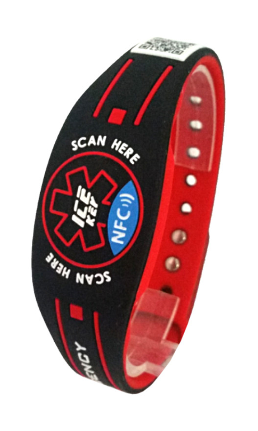 Bracciale ICE-KEY RUBBER NFC e QR code